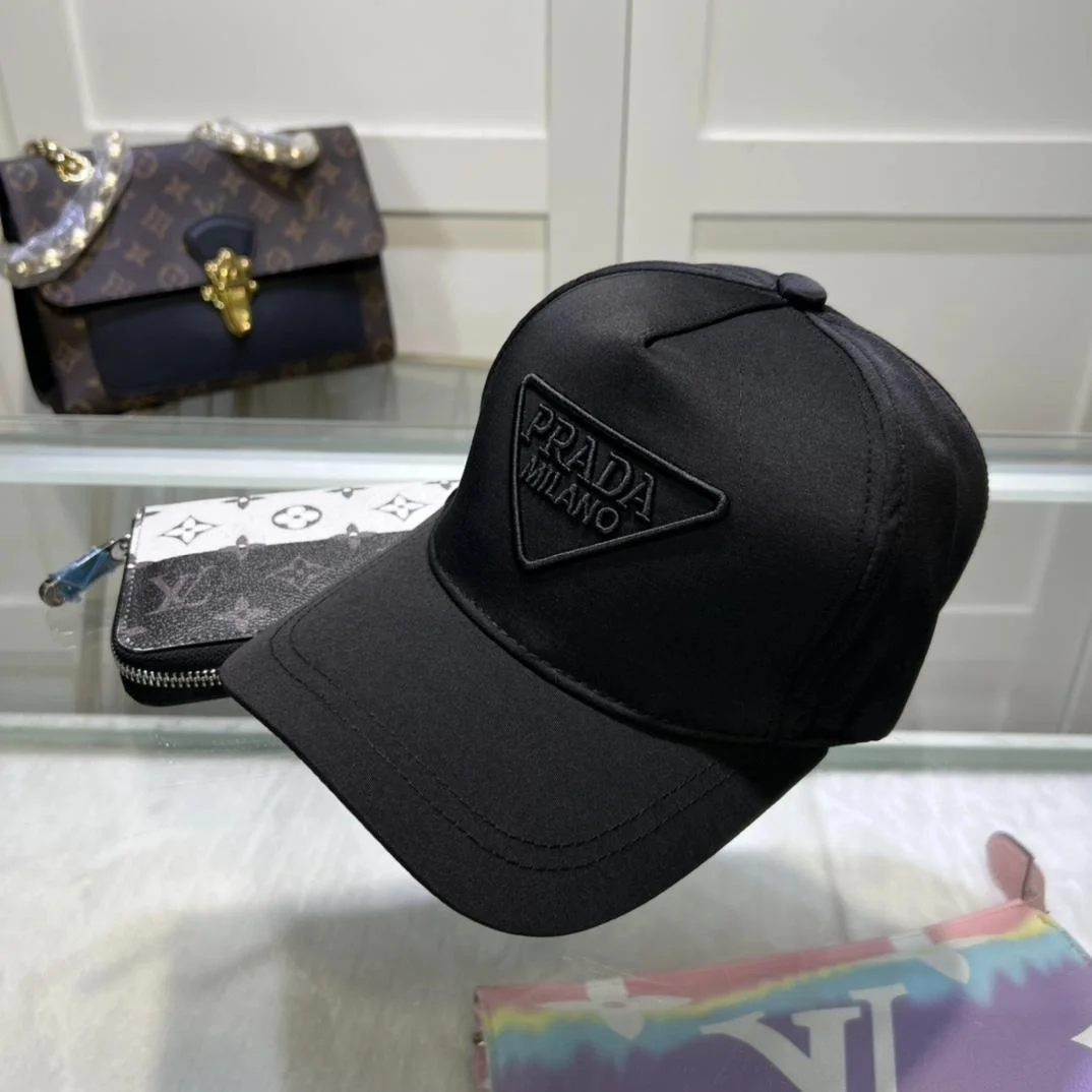 프라다 드릴 블랙 코튼 베이스볼 캡