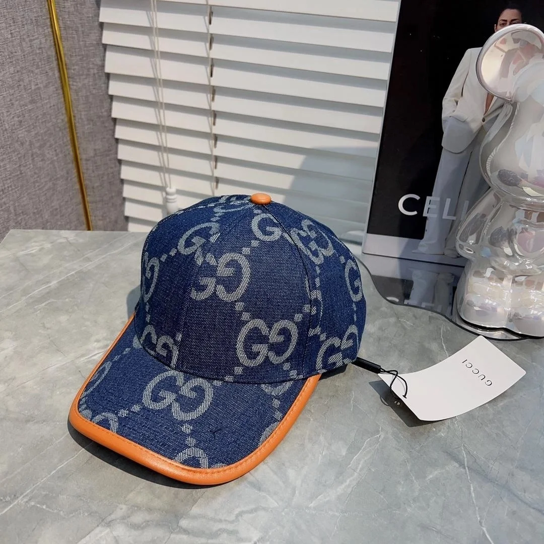 구찌 데님 코튼 딥 블루 베이스볼 캡