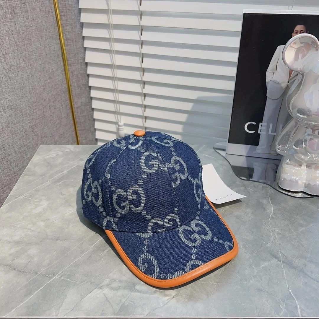 구찌 데님 코튼 딥 블루 베이스볼 캡