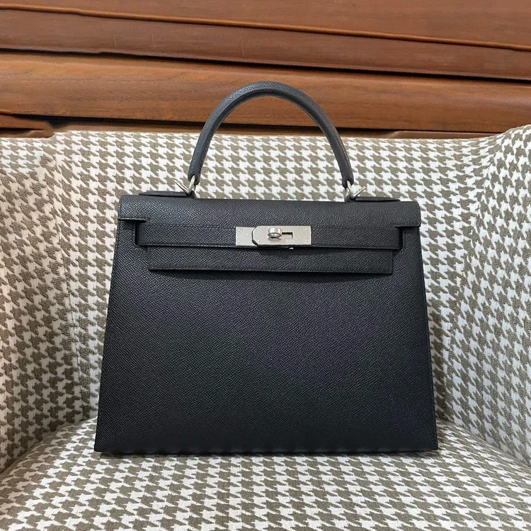 에르메스 켈리 28 셀리에 블랙 팔라듐 하드웨어 (100% HAND MADE)