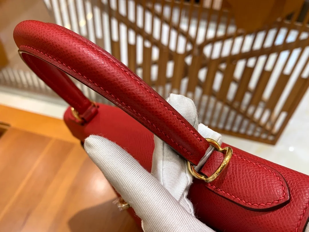 에르메스 켈리 28 셀리에 플래그 레드 골드 하드웨어 (100% HAND MADE)