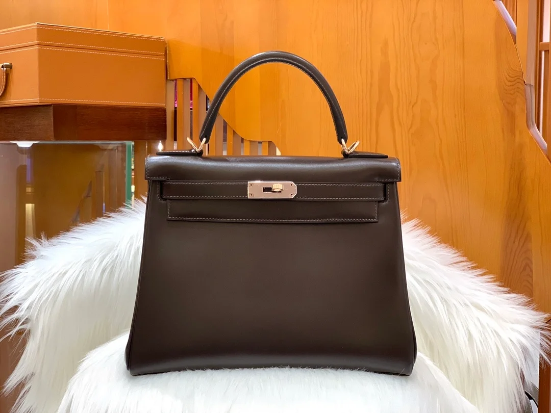 에르메스 켈리 28 르투르네 박스 초콜릿 골드 하드웨어 (100% HAND MADE)