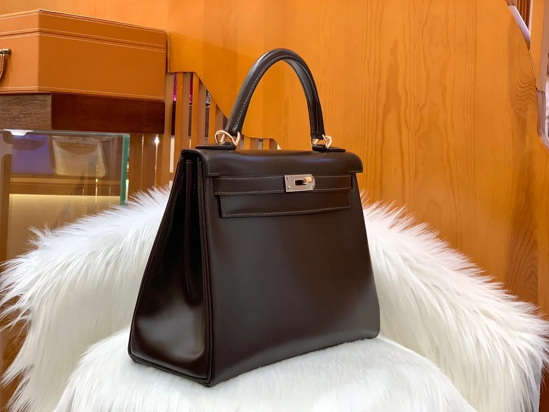 에르메스 켈리 28 르투르네 박스 초콜릿 골드 하드웨어 (100% HAND MADE)