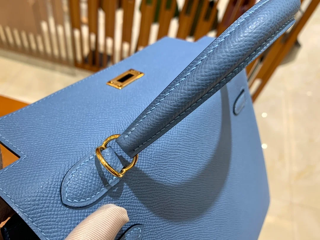 에르메스 켈리 25 셀리에 파라다이스 블루 골드 하드웨어 (100% HAND MADE)