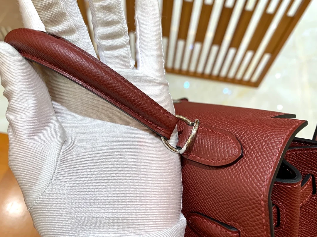 에르메스 켈리 25 셀리에 버건디 실버 하드웨어 (100% HAND MADE)