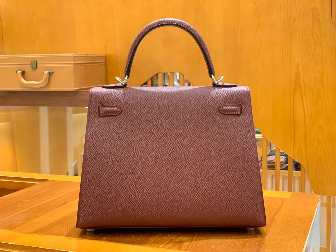 에르메스 켈리 25 셀리에 버건디 실버 하드웨어 (100% HAND MADE)