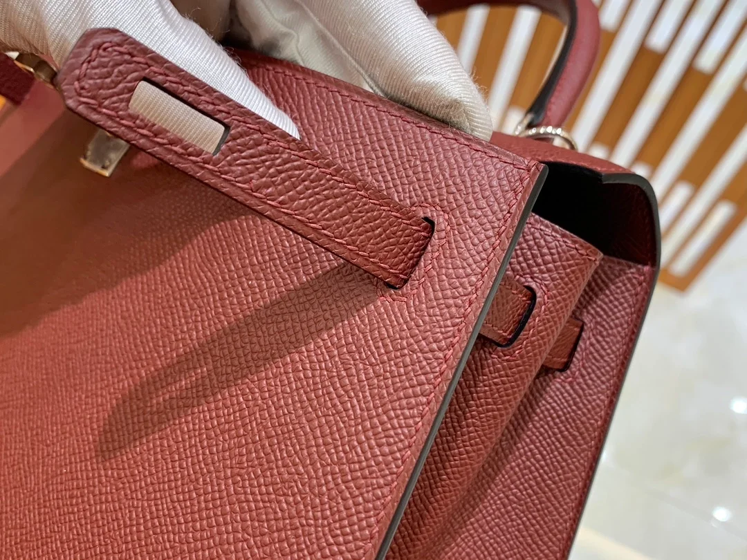 에르메스 켈리 25 셀리에 버건디 실버 하드웨어 (100% HAND MADE)