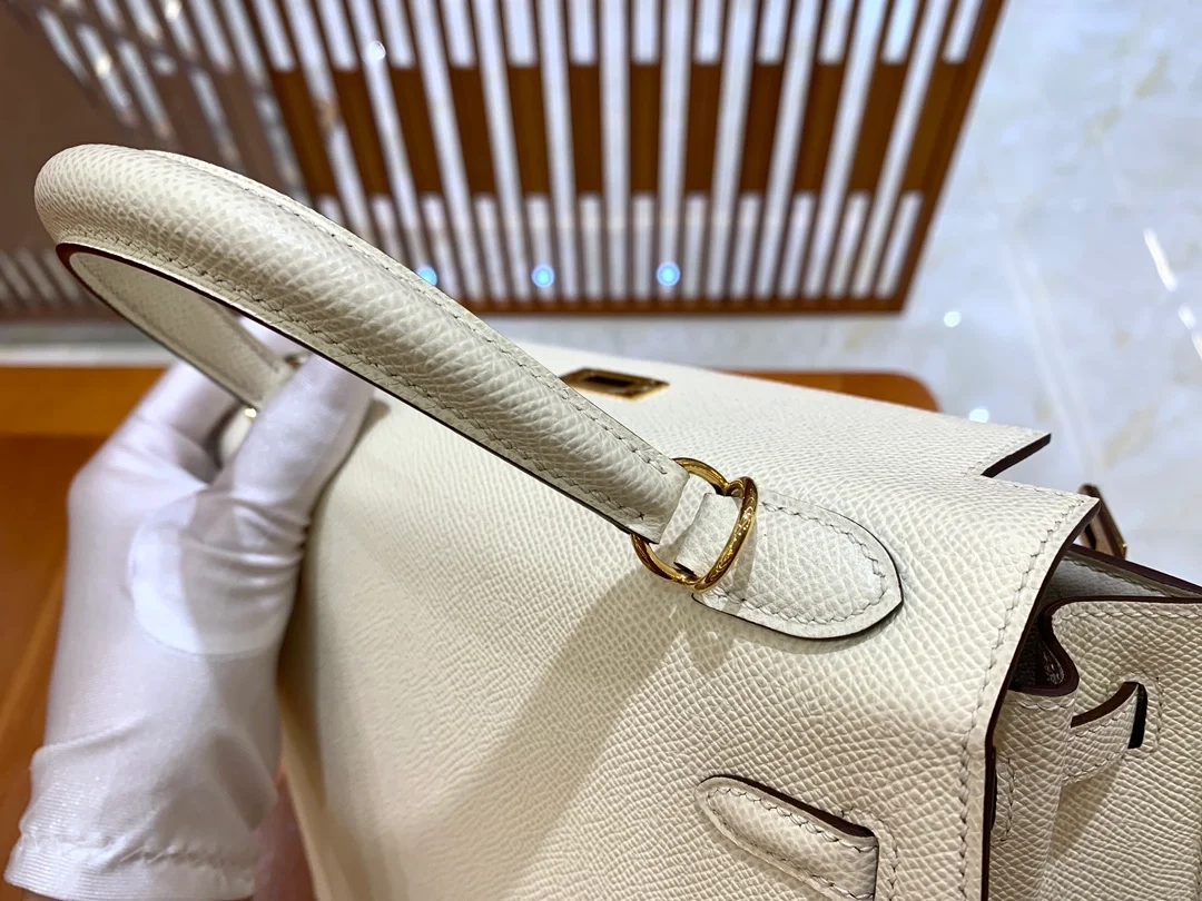 에르메스 켈리 25 셀리에 크림 화이트 골드 하드웨어 (100% HAND MADE)