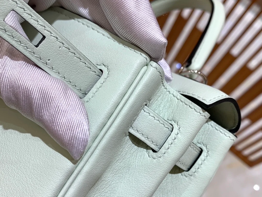 에르메스 켈리 25 르투르네 스위프트 버블 그린 실버 버클 (100% HAND MADE)