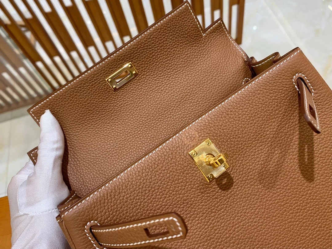 에르메스 켈리 25 르투르네 골드 브라운 골드 하드웨어 (100% HAND MADE)