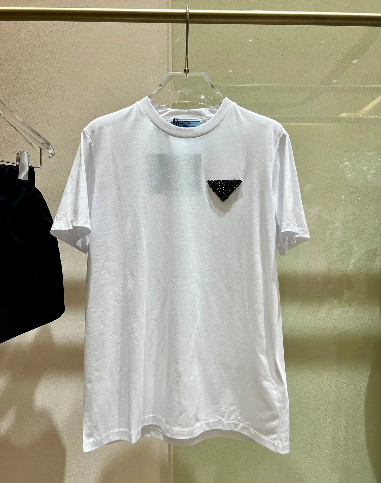 프라다 자수 저지 티셔츠 화이트