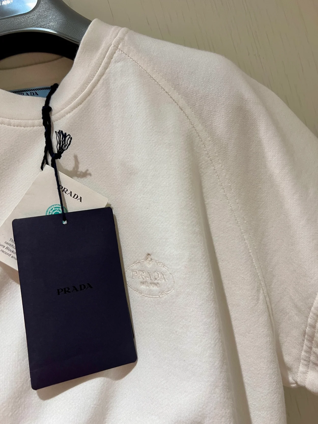프라다 반소매 코튼 플리스 스웨트셔츠