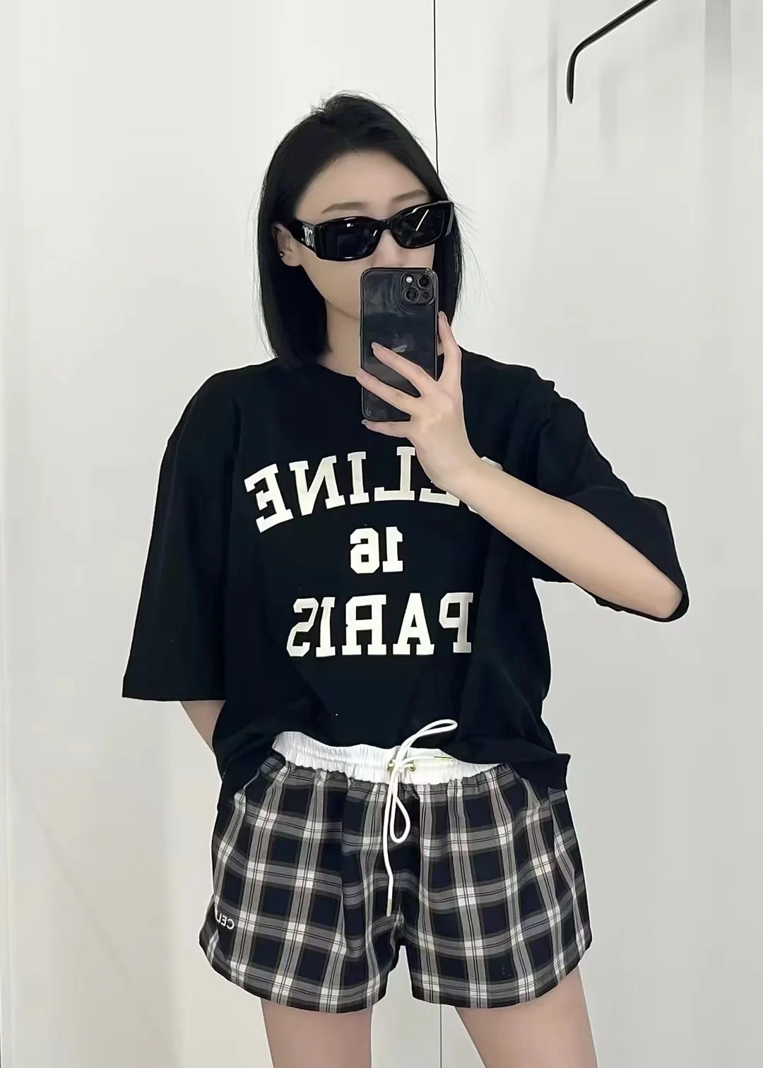 셀린느 파리스 루즈 티셔츠 블랙