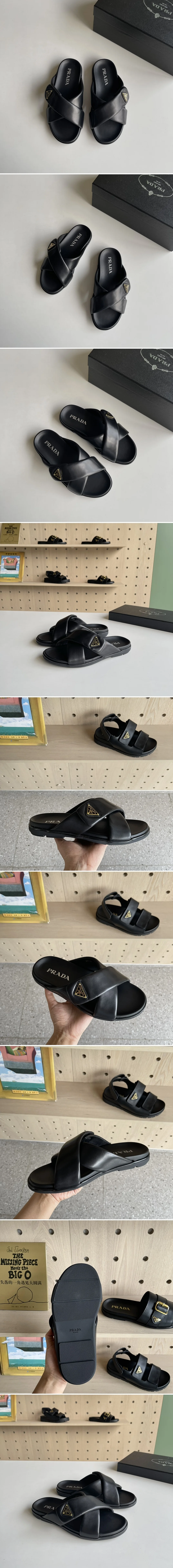 프라다 삼각로고 크로스 슬라이드 샌들 상세 이미지 2