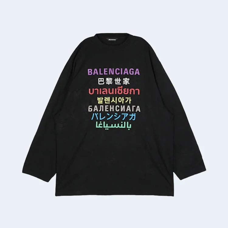 발렌시아가 랭귀지 티셔츠 블랙