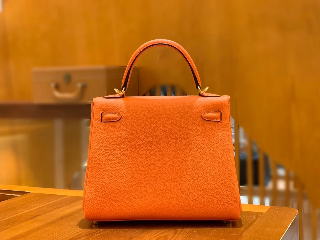 에르메스 켈리 25 르투르네 오렌지 레드 골드 하드웨어 (100% HAND MADE)