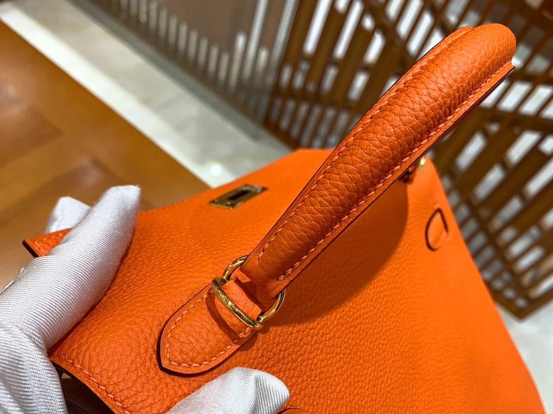 에르메스 켈리 25 르투르네 오렌지 레드 골드 하드웨어 (100% HAND MADE)