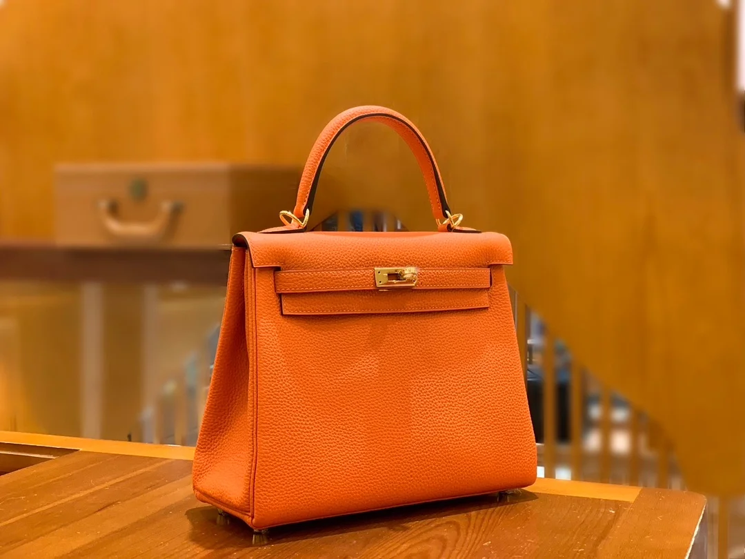 에르메스 켈리 25 르투르네 오렌지 레드 골드 하드웨어 (100% HAND MADE)