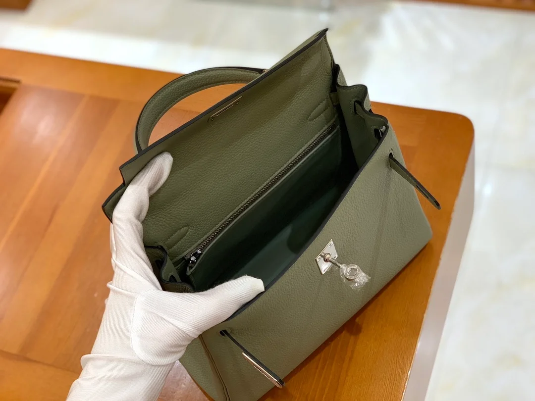 에르메스 켈리 25 르투르네 세이지 그린 실버 하드웨어 (100% HAND MADE)